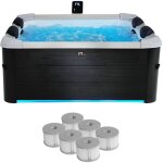 Spa oslo + 8 filtres spa spa rigide 6 places 160cm carr hydromassage 4 coussins bche 8 filtres