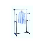 Double portant  vtements extensible 95 - 160cm inox noir msv