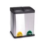 Poubelle  pdale tri slectif inox 2 bacs 8l msv