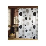 Rideau de douche plastique pva 180x200cm noir & blanc - anneaux inclus msv