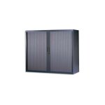 Mti - jamais utilise] armoire basse  rideaux de bureau 2 tablettes corps et rideaux anthracite 120x105x43cm ...