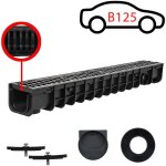 Mucola - b125 1m kit de caniveau de drainage grille de caniveau en fonte fendu Mucola - b125 1m kit de caniveau de drainage grille de caniveau en fonte fendu