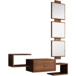 Muebles bonitos - meuble d'entre 1 tiroir avec miroir console d'entre vestiaire coleur noyer ambar ...