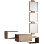Muebles bonitos - meuble d'entre 1 tiroir avec miroir console d'entre vestiaire coleur sonoma mate ...