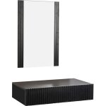 Muebles bonitos - meuble d'entre cannel 1 tiroir avec miroir vestiaire finition en couleur noir mate ...