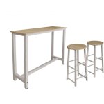 Muebles bonitos - table haute avec 2 tabourets pieds mtal 140x100x40cm bar cuisine modle ani blanc ...