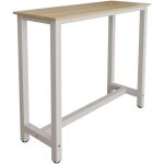 Muebles bonitos - table haute pieds en m�tal 120x100x40cm bar de cuisine mod�le ani blanc et sonoma