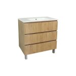 Ondee zen - meuble de salle de bain � poser 3 tiroirs trendy - 80cm - bois - vasque