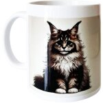 Mug en cramique blanche main coon