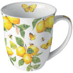 Mug citrons et papillons jaunes en porcelaine fine 400 ml