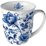 Mug fleurs bleues en porcelaine fine 400 ml