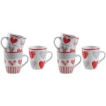 Mug en grs coeur rouge lot de 6