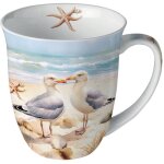Mug mouettes et coquillages en porcelaine fine 400 ml