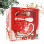 Mug de no�l ecarla avec soucoupe et cuill�re dans une bo�te kb19wz3 400 ml