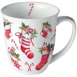 Mug en porcelaine fine chaussettes de no�l ? 0, 4 litre