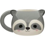 Mug - puckator - t�te de raton laveur - c�ramique - 700 ml - beige / gris