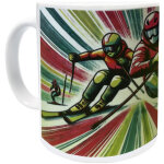 Mug ski en c�ramique blanche
