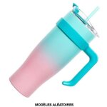 Mug de transport - xxl - 1, 2l - isotherme - mod�le al�atoire - paille int�gr�e