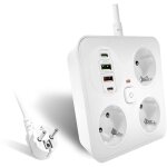 Multiprise 3 prises avec 2 ports usb a et 2 usb c, adaptateur de prise avec c�ble d'extension de 2 m ...