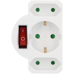 Multiprise 3 prises avec fiche plaque et interrupteur d'�conomie d'�nergie, fiche plaque (blanc)