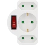 Multiprise 3 prises avec fiche plaque et interrupteur d'�conomie d'�nergie, fiche plaque (blanc)