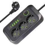 Multiprises 3 prises, multiprise avec interrupteur, 4 port usb a et 1 port usb c, bloc multiprise parafoudre ...