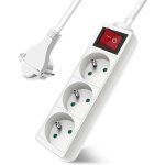 Multiprise 3 prises avec interrupteur fiche plate, xu, bloc 3 prises, rallonge 3m 230 v avec s�curit� ...