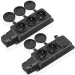 Multiprise  3 voies, 2 prises extrieures tanches ip54, prises de scurit avec couvercles  charnires, ...