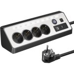 Multiprise 4 prises avec usb et 2 ports type - c - multiprise d'angle avec interrupteur pour plan de ...