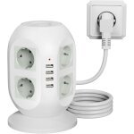 Multiprise 8 prises avec 2 ports usb, protection contre les surtensions (2160j), rallonge de 2 m�tres, ...