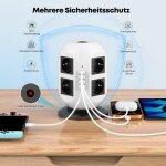 Multiprise 8 prises avec protection contre les surtensions, 2 ports de charge usb, c�ble de 2 m, 2 interrupteu ...