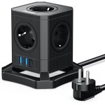 Multiprise cube usb, prise multiple 5 prises avec usb - a et usb - c (20 w pd3. 0) 4000w cube rallonge ...