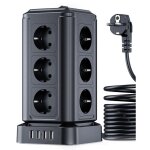 Multiprise electrique 5m, 12 prises et 5 ports usb, multiprise parefoudre avec 2 interrupteurs protection ...