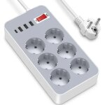 Multiprise electrique usb, sdlogal, avec 6 prises secteur + 3 ports usb - a + 1 port usb - c, multiprise ...