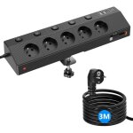 Multiprise fran�aise avec usb pd 30w, prise de table avec 5 prises secteur et 5 usb, 4000w avec individuel ...