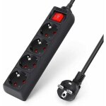 Multiprise avec interrupteurs individuels, avec 4 prises et 3 usb chargeur bloc (3680w 16a) cable 2m ...