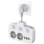 Readcly - multiprise  interrupteur unique 2 compartiments, multiprise avec 3 interrupteurs, double fiche ...