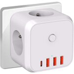 Multiprise murale cube 7 en 1 avec protection contre les surcharges&parasurtenseurs, multiprise cube ...