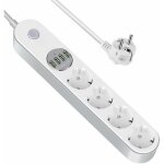 Multiprise parafoudre avec 4 prises et 4 prises usb - protection contre les surcharges et les surtensions, ...