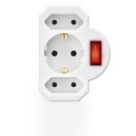 Multiprise, prise europ�enne avec mise � la terre, convertisseur de tension, prise commutable, blanche ...