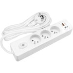 Multiprise seldur g3fh12b, 3 prises type e + interrupteur, usb a + c charge rapide 20w, blanc, c�ble ...