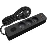 Multiprise seldur g3fh32s, 3 prises type e + interrupteur, usb a + c charge rapide 20w, noir, cble 3m ...