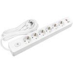 Multiprise seldur g6th32b, 6 prises type f + interrupteur, usb a + c charge rapide 20w, blanc, c�ble ...