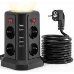 Multiprise tour, parasurtenseur avec 8 prises, 4 commutateurs individuels et 5 ports usb, prises multiples ...