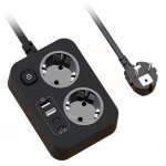 Multiprise avec usb, 2 prises rallonge electrique multiprise plate murale avec interrupteur, portable ...