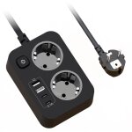 Multiprise avec usb, 2 prises rallonge electrique multiprise plate murale avec interrupteur, portable ...