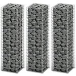 Mur en gabion, jeu de panier de gabion 3 pcs, cloison de sparation fil galvanis 25 x 25 x 100 cm psgh77645 ...