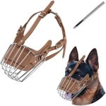 Museli�re pour chien, panier en m�tal pour chien, laisse en cuir r�glable et respirante pour chien, convient ...