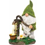 Nain de jardin floqu dcorations, 29cm grande drles statue de jardin extrieur avec bien lumires solaires, ...