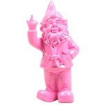 Nain de jardin en rsine doigt d'honneur 7 x 8 x 20 cm rose fuschia